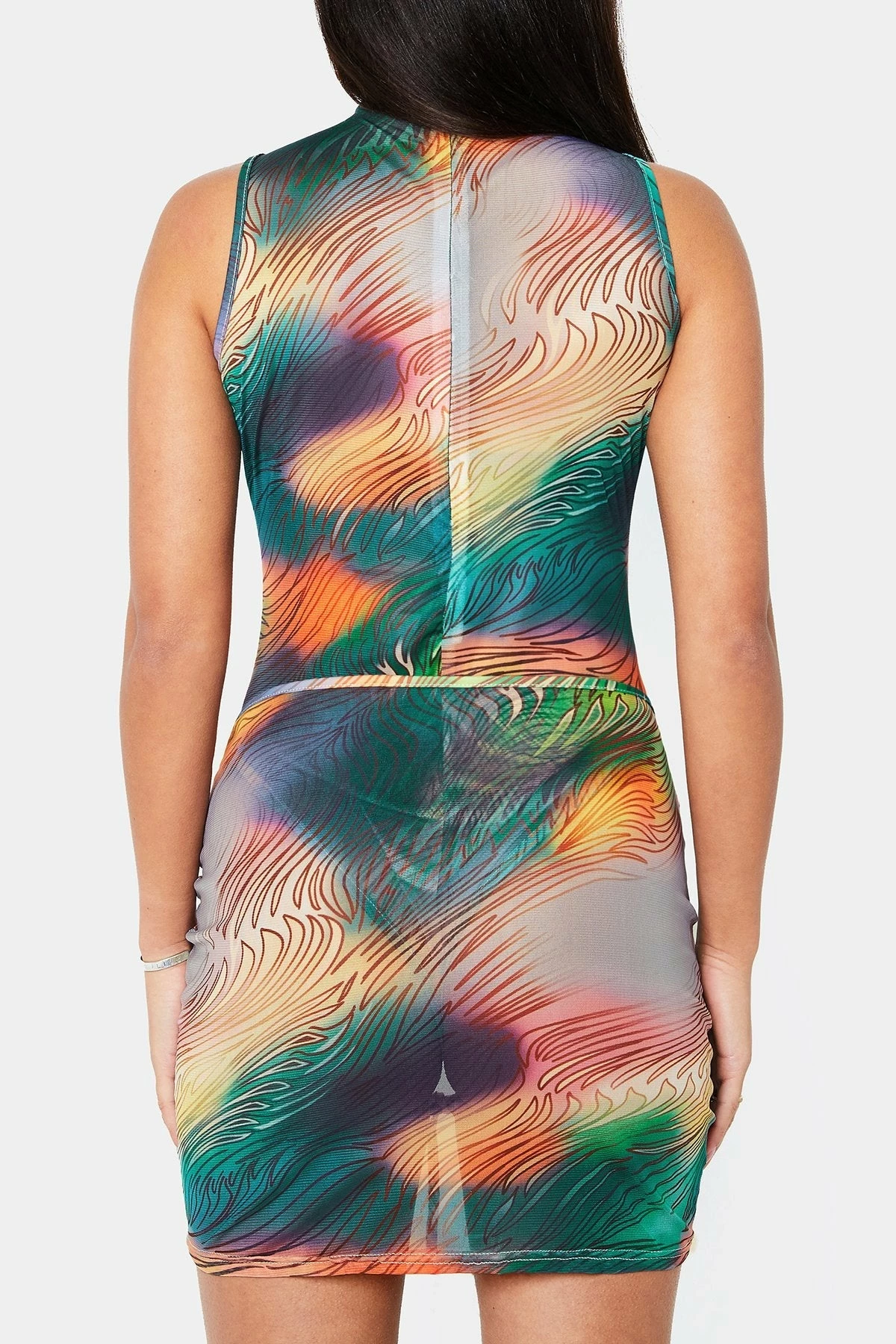 Solado Abstract Print Bodysuit & Cut Out Lace Up Skirt Set Without Bra 7 Solado Abstract Print Bodysuit & Cut Out Lace Up Skirt Set Without Bra - Image 7
