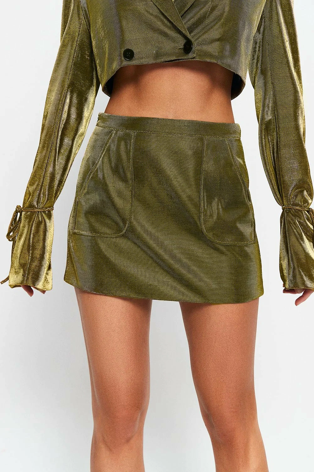 SOLADO High Waist Dual Pocket Sheen Mini Skirt 1 SOLADO High Waist Dual Pocket Sheen Mini Skirt