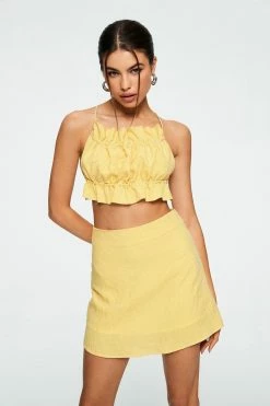 Alternative view of Solado Ruched Backless Crop Top & Check Print A-line Skirt