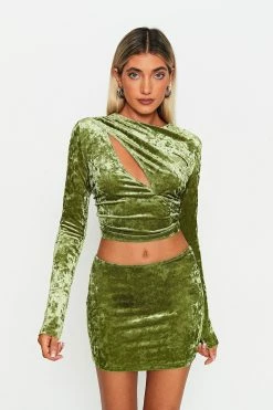 Alternative view of SOLADO Cut Out Long Sleeve Top & Velvet Bodycon Skirt Set