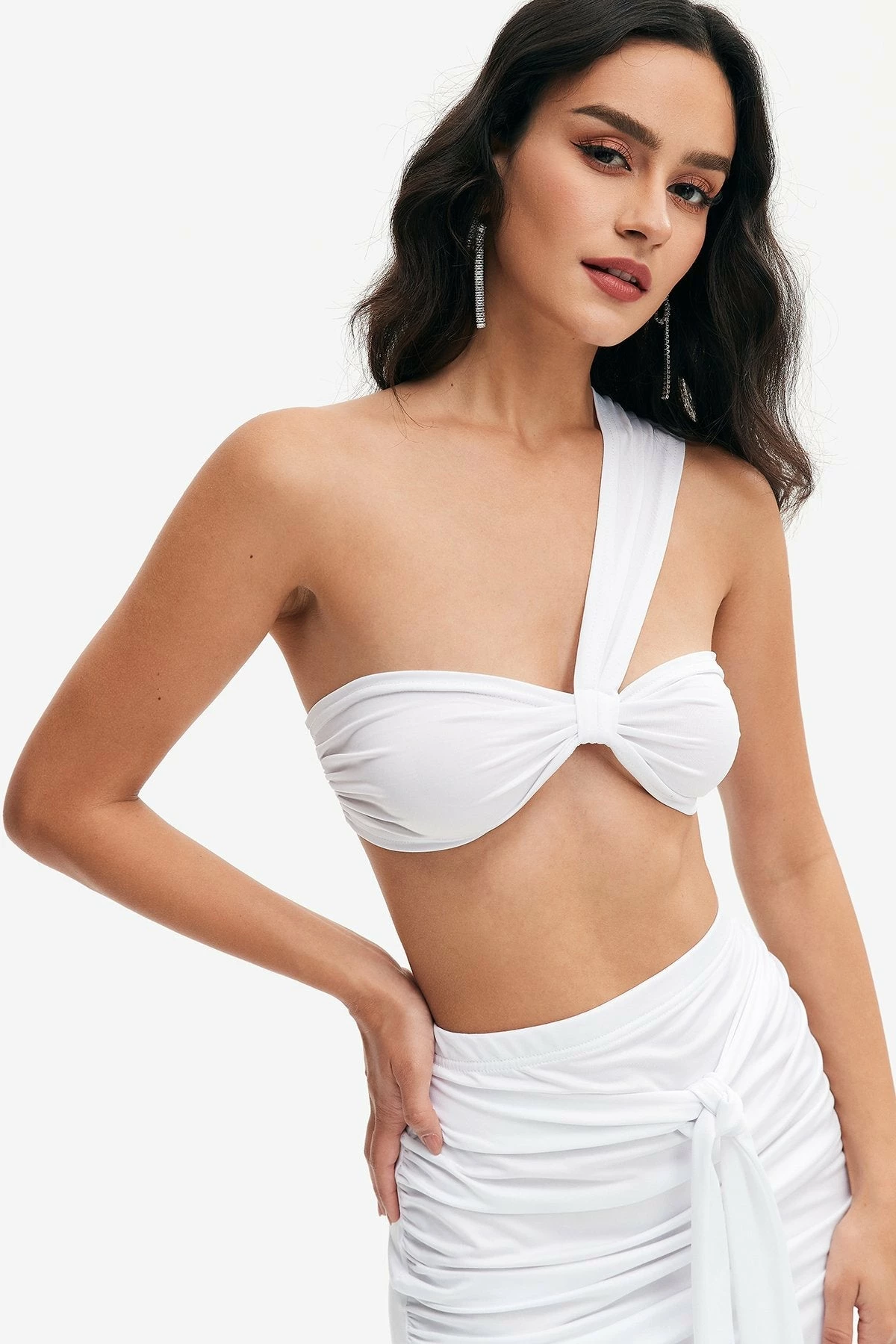 Solado One Shoulder Backless Crop Top & Ruched Tie Detail Skirt Set 5 Solado One Shoulder Backless Crop Top & Ruched Tie Detail Skirt Set - Image 5