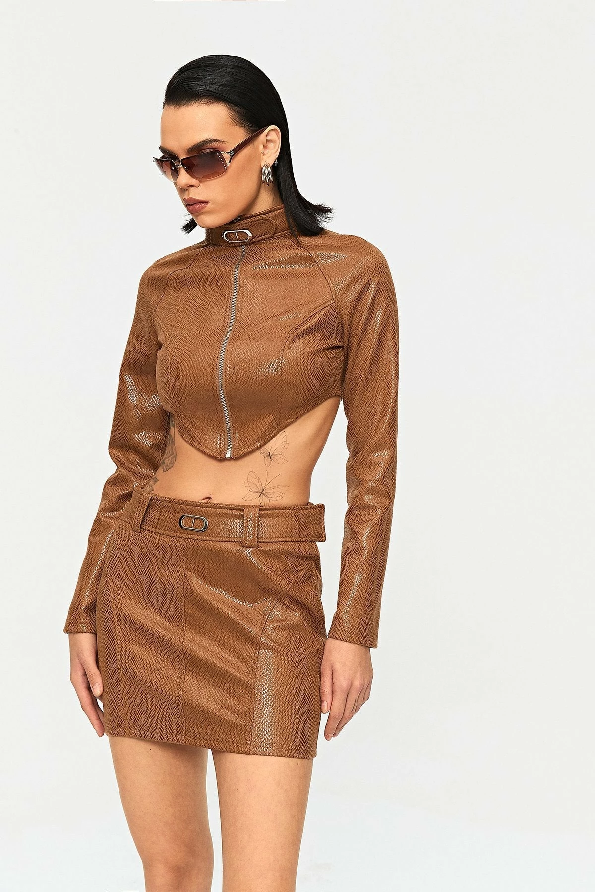 Solado Low Waist PU Leather Mini Skirt With Belt 3 Solado Low Waist PU Leather Mini Skirt With Belt - Image 3