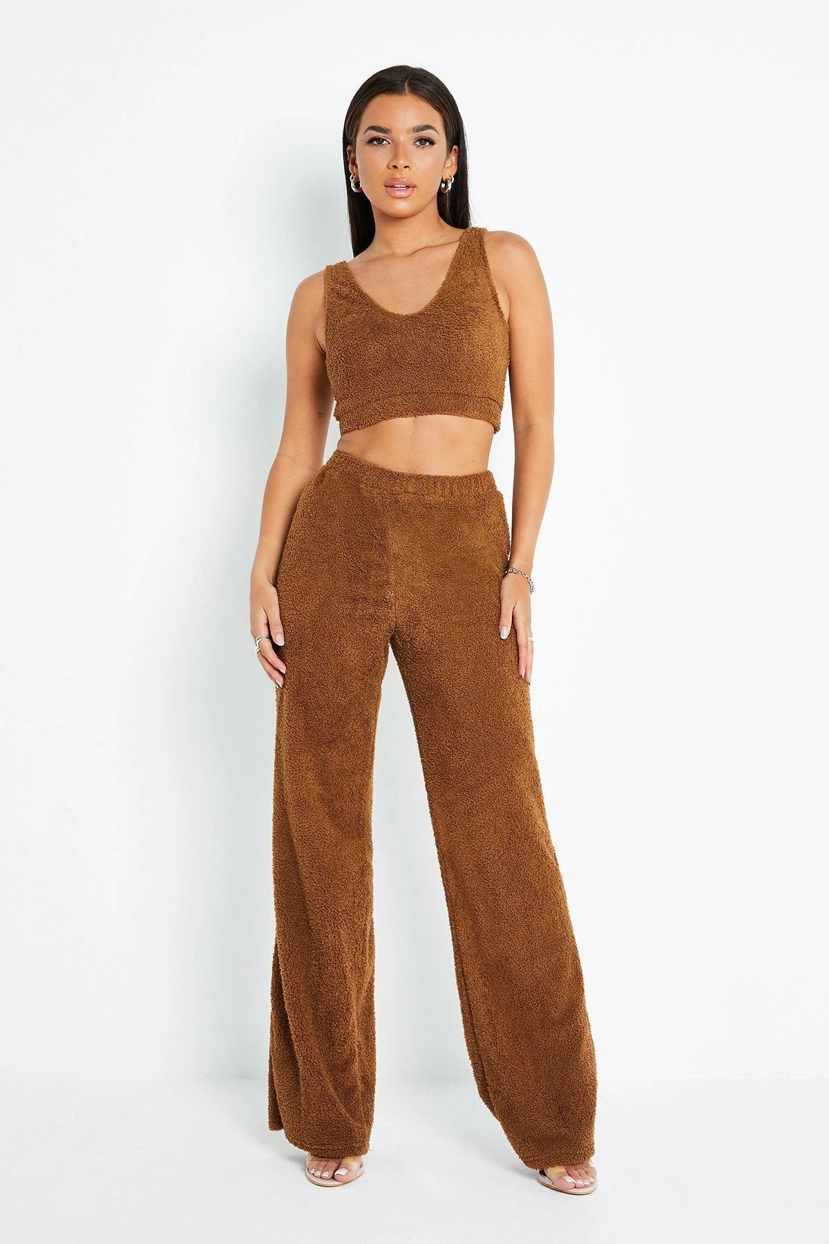 SOLADO Fluffy Sleeveless Crop Top & High Waist Pants Set 4 SOLADO Fluffy Sleeveless Crop Top & High Waist Pants Set - Image 4