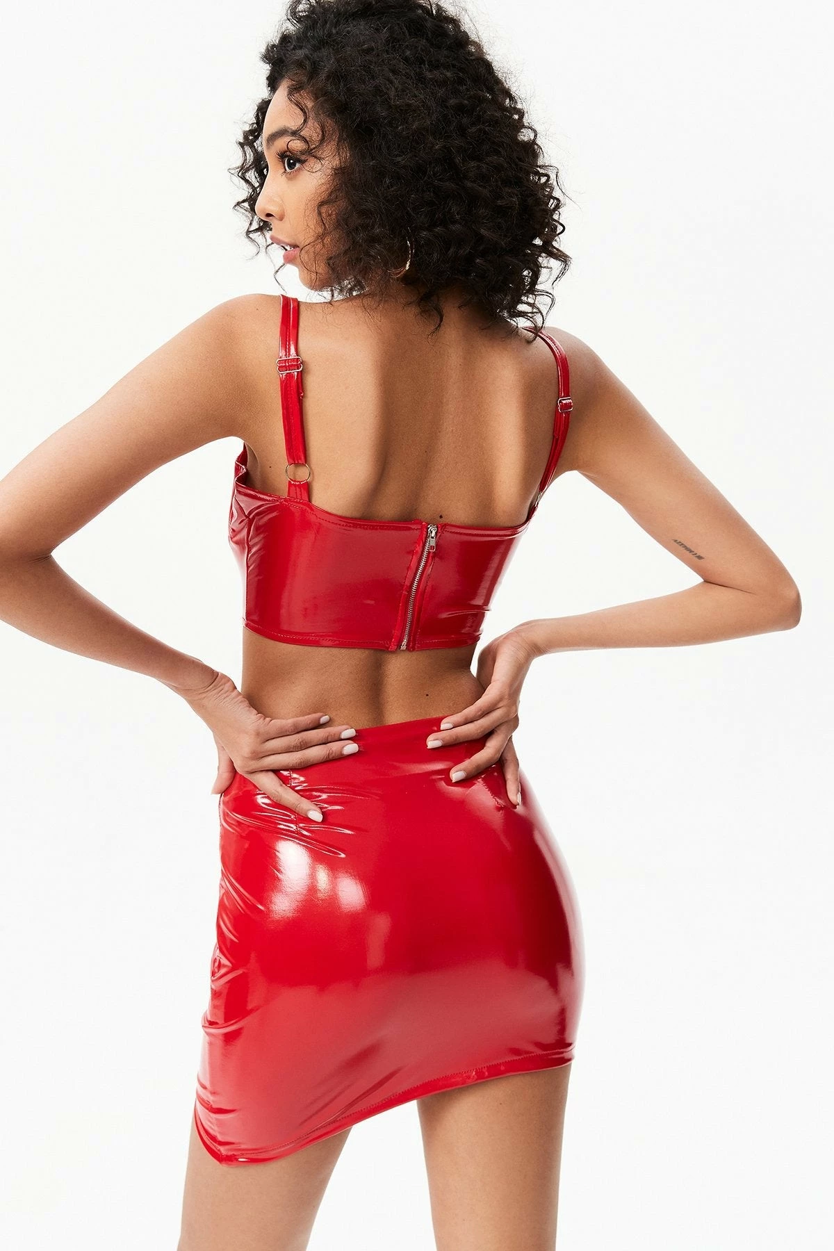 Solado Hanky Hem Corset Top & Vinyl Bodycon Skirt Set 2 Solado Hanky Hem Corset Top & Vinyl Bodycon Skirt Set - Image 2