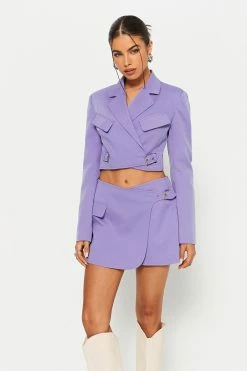 Alternative view of SOLADO Cinched Waist Crop Blazer & Wrap Hem Skirt Set