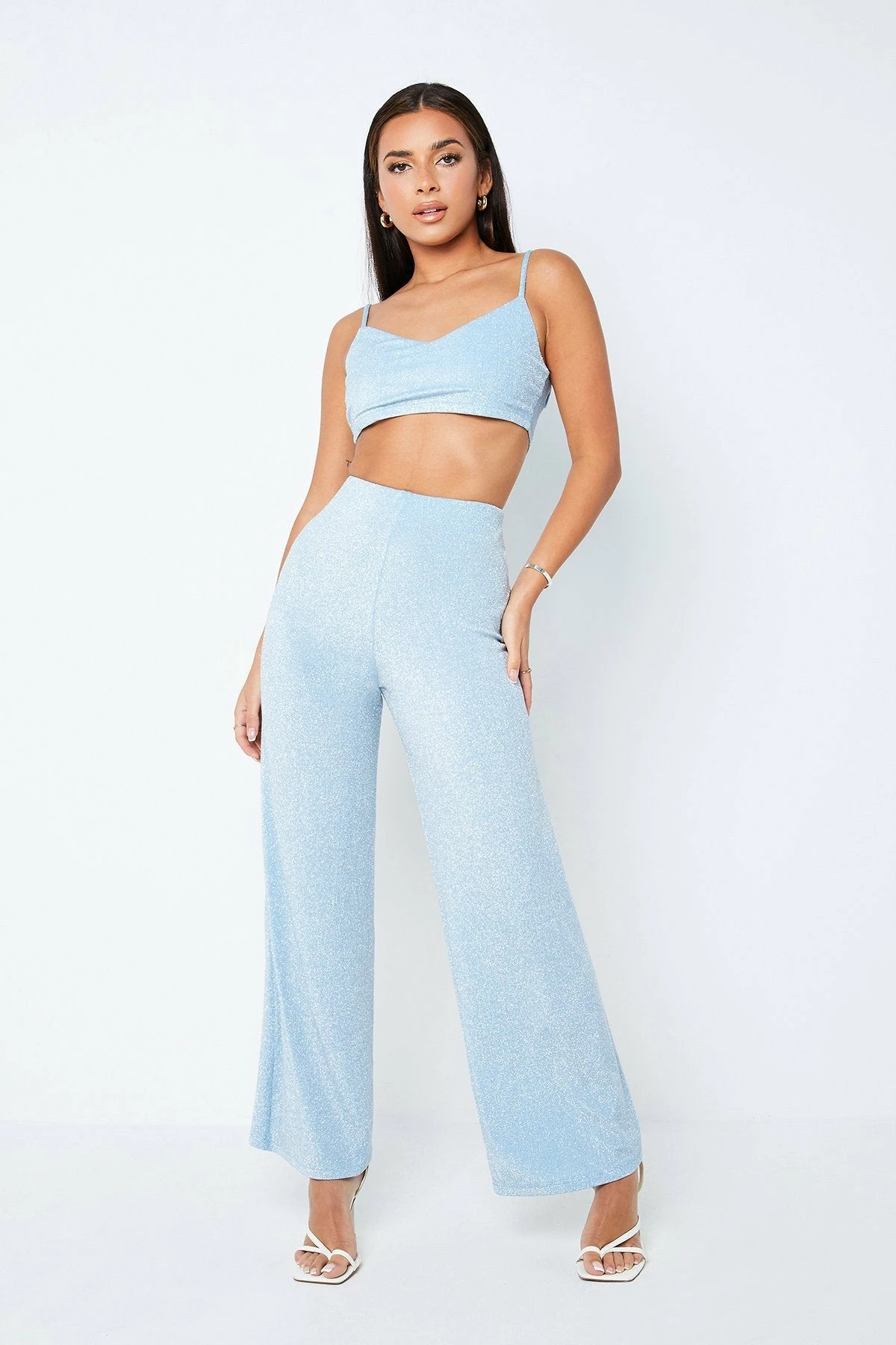Solado Solid Crop Cami Top & High Waist Draped Pants Set 2 Solado Solid Crop Cami Top & High Waist Draped Pants Set - Image 2